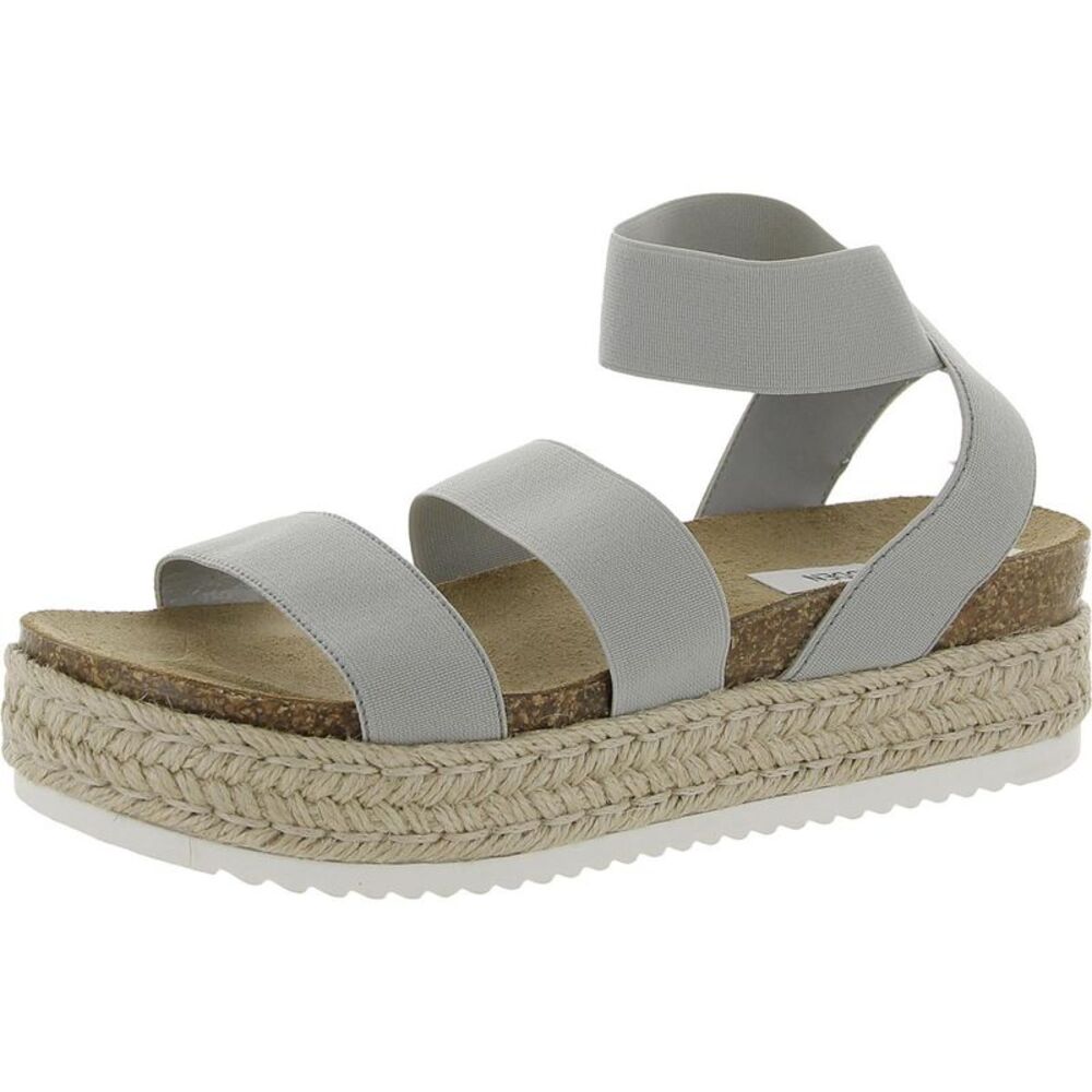 Steve Madden Womens Kimmie Gray Ankle Strap Flatform Espadrilles Shoes NWT